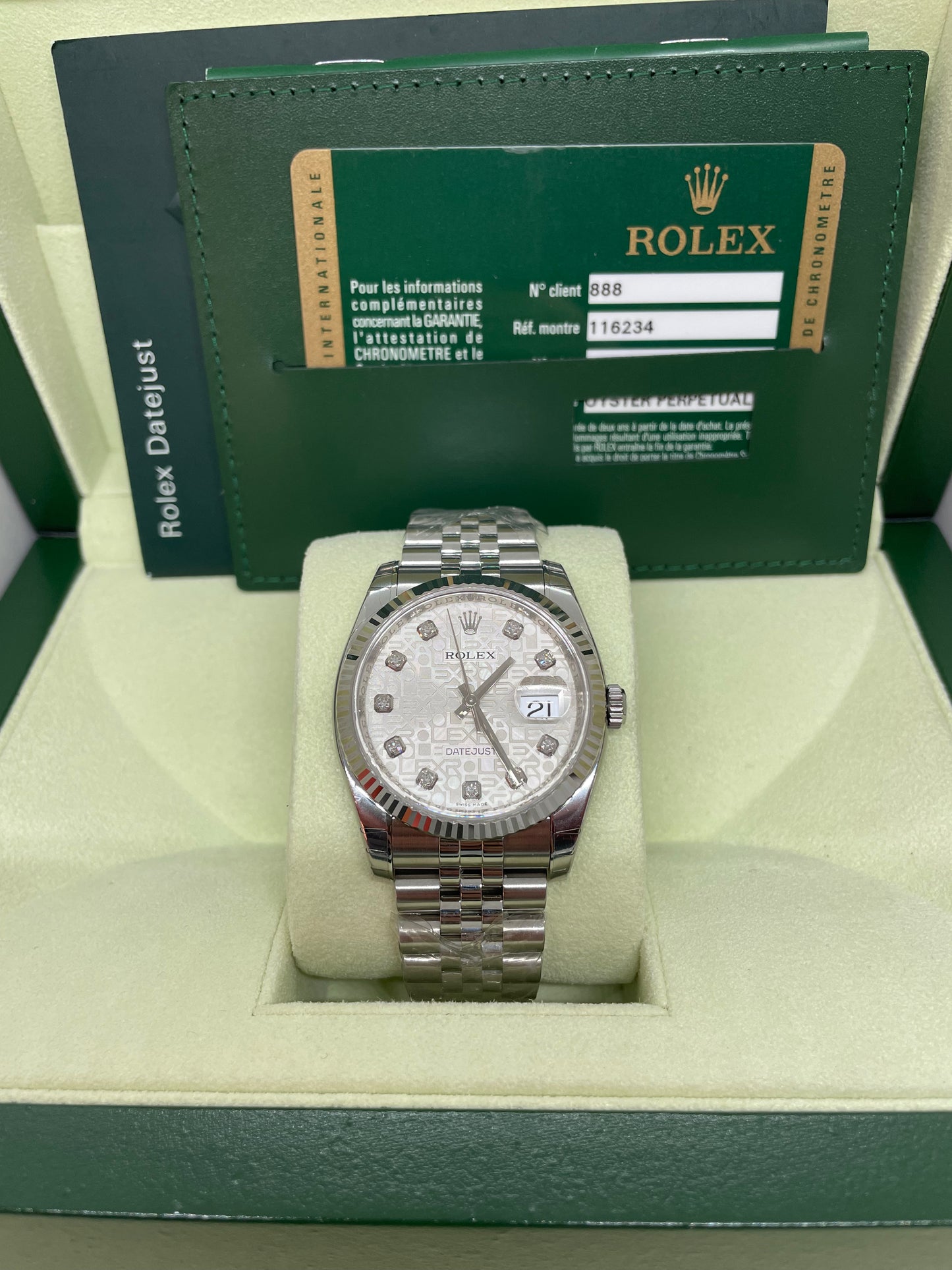 ROLEX DATEJUST 36 116234 NOS 2008